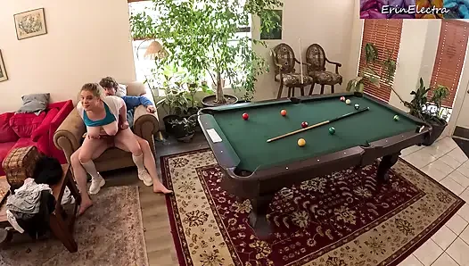 Stepsiblings messing around in the living room get horny and fuck
