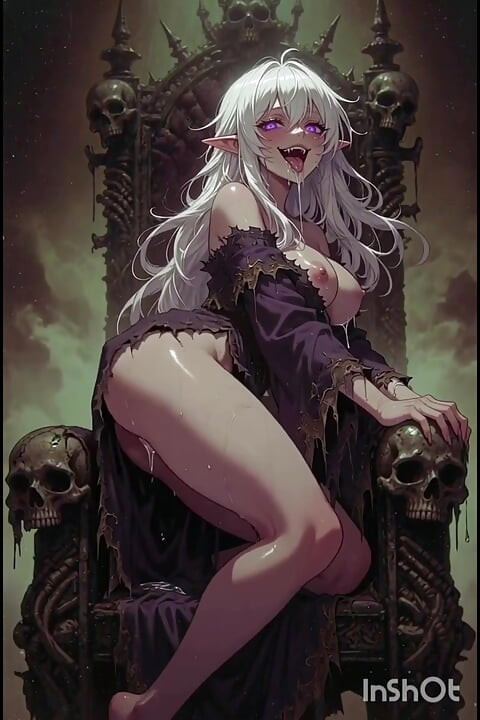 Seductive necromancer elf, anime