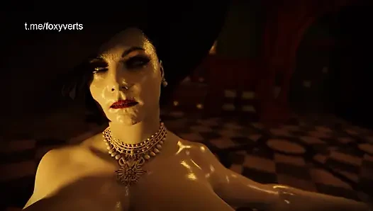 Claire ve Dimitrescu memeyle muamele - memeyle muamele, yüze boşalma, boşalma