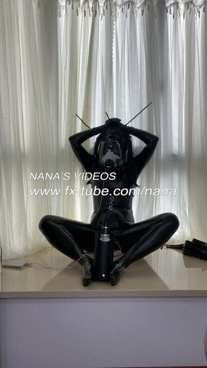 Latex girl window sill masturbation orgasm show