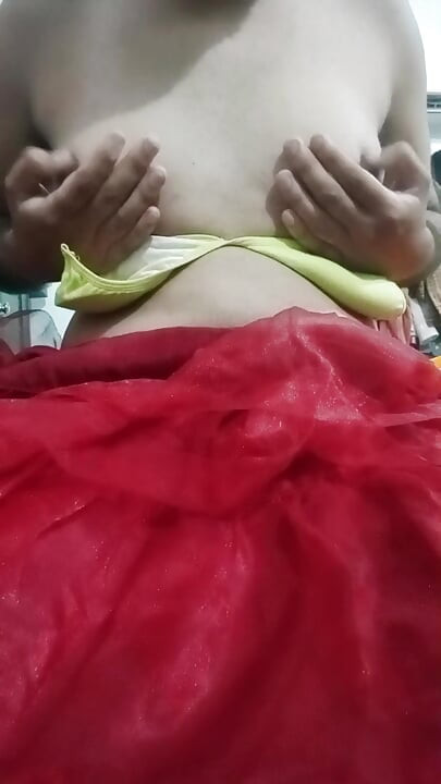 Indian Gay Crossdresser Gaurisissy real xxx homemade sex in Red lehenga