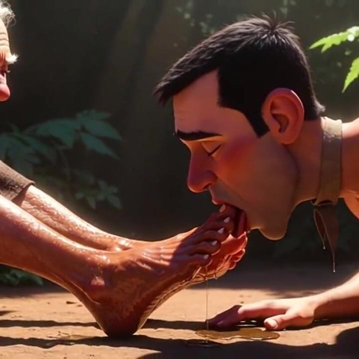 Hemşirelik evinde yaşlı kadınların ayaklarına hizmet eden itaatkar adam