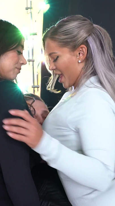 Violet Myers & Hayley Davis Pick up a Random Guy at a Bar