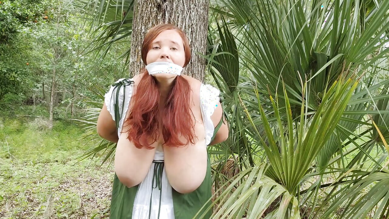 Red-haired Maiden Bound and Gagged in the Woods