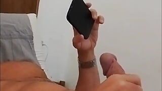 I look at my girlfriend on the phone and I sit Italian cumshot