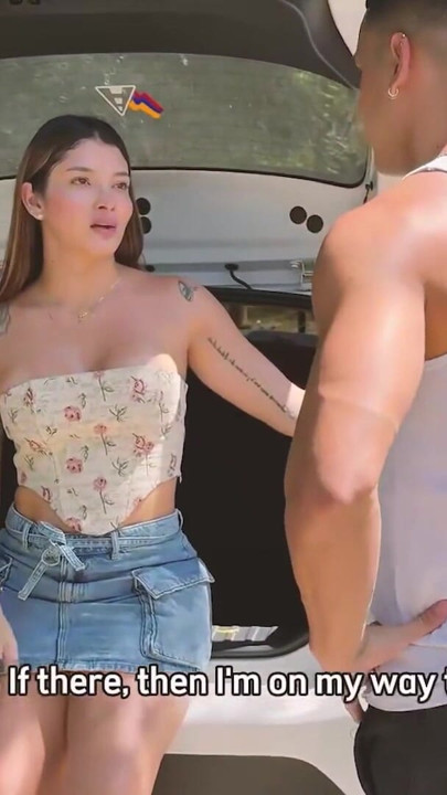 Big-bootied girl stranded on the road has outdoor sex with a gardener - Max Betancur & Salome Gil | Clip 1