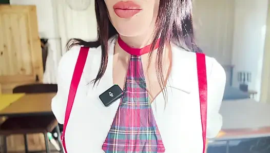 Kız öğrenci kıyafeti içinde mükemmel Alman erkek delisi (asmr - 31 talimatı)