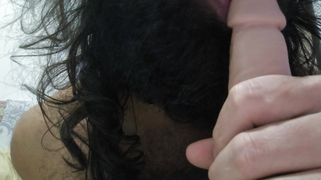 Hairy blowjob with loud moaning, hard cock, anal masturbation (Use Earphone)
