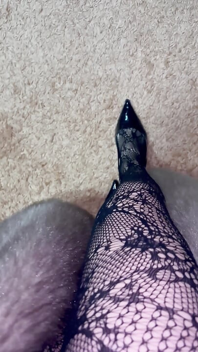 Playing with My Legs in Sexy Stockings and Heels