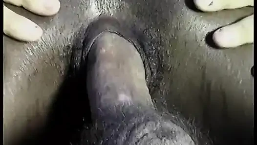 Hot black babe strips then suck on a large black cock