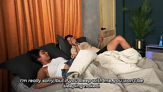 Stepsiblings end up having great sex after sharing the same bed