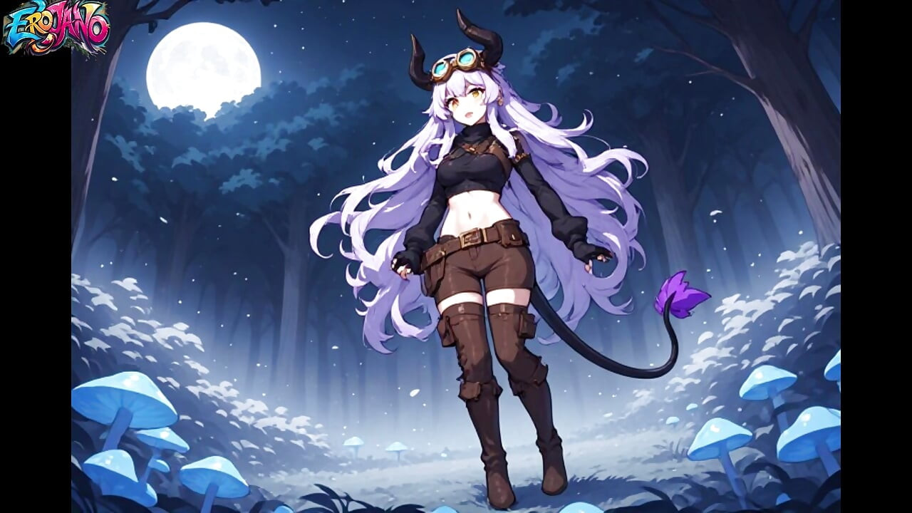 Demon Girl Finds Magic Mushroom - The Slimy Liquid Strips Her Naked and Makes Her Cum in the Woods