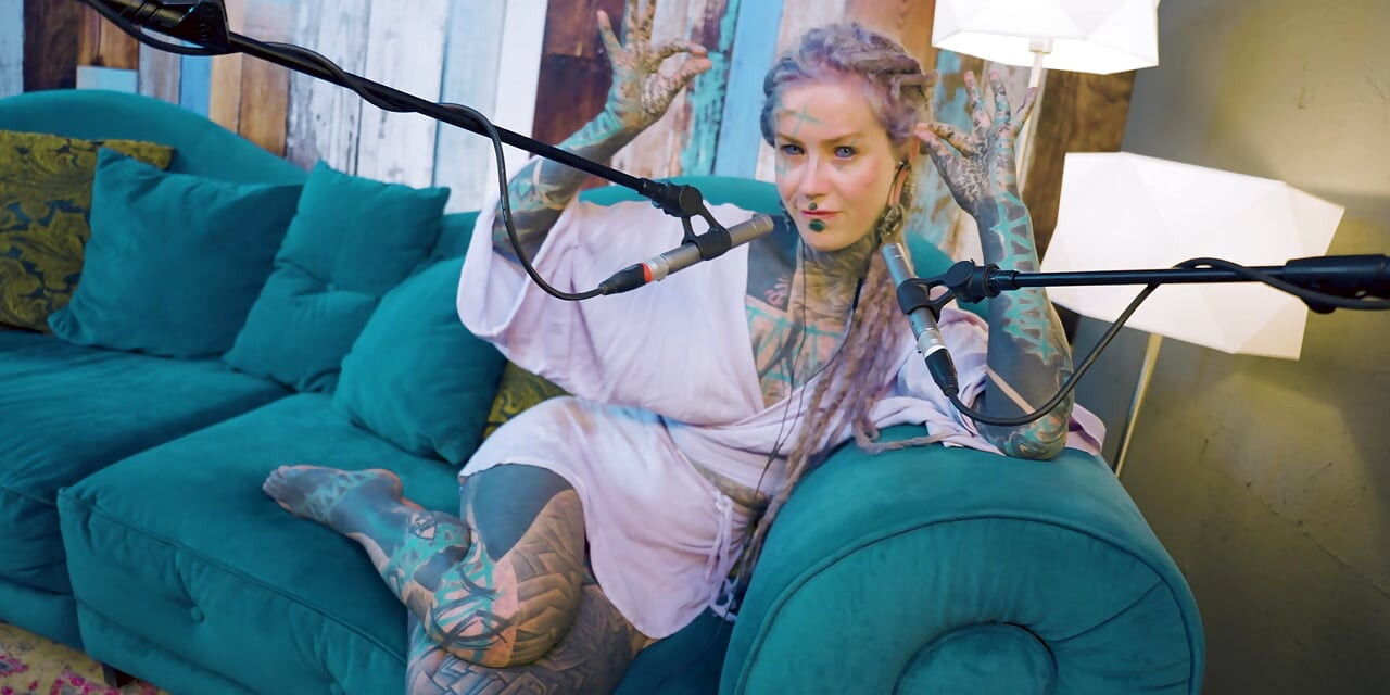 I talk about A - authentic - ASMR - Podcast - Talking - tattoo girl model goth punk dreadlocks