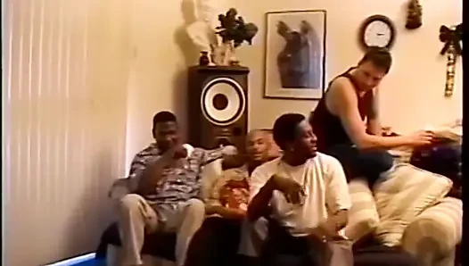 Horny studs suck shemale cock and fucks tranny's mouth in gang bang
