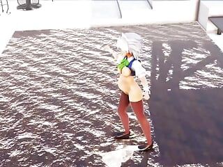 Seksowna ciężarna pokojówka - gorący taniec (3D Hentai)
