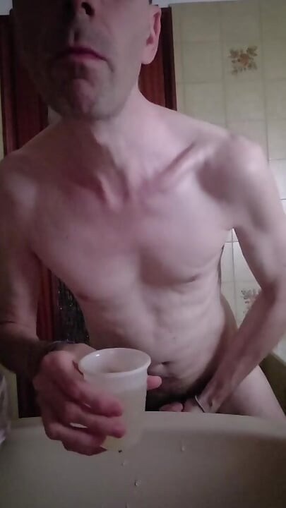 Drinking piss and huge cumshot