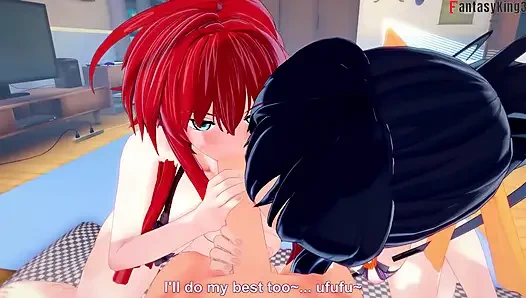 Akeno ve Rias bana sürpriz yapıyor çifte sakso - dxd ntr madness series
