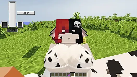 Beautiful girl dressed as a cow wants me to milk her and give her my milk