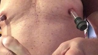 Older4you pumping my nipple and cum