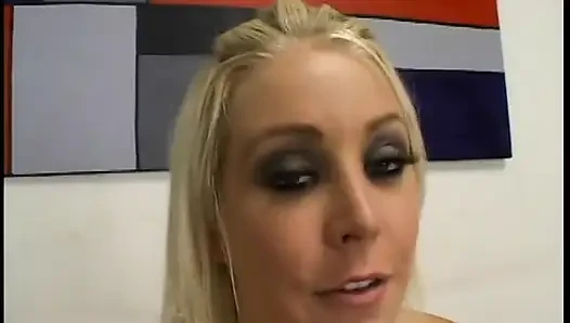Blonde with amazing tits shows off her sucking skills and gets jizzed