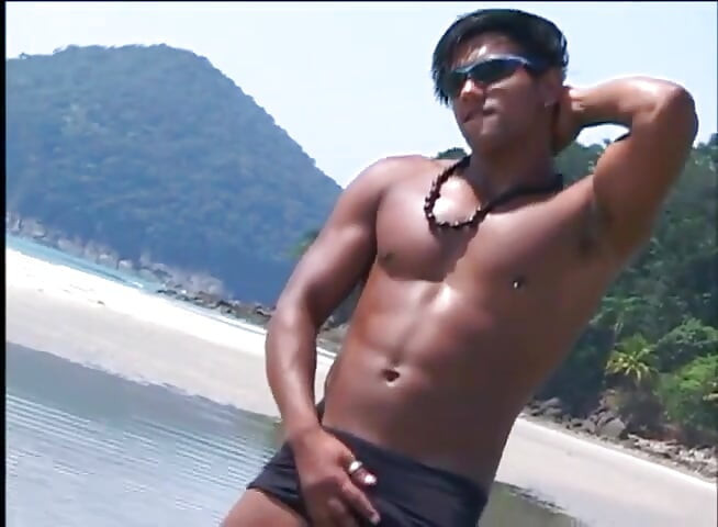 Hot and amazing handsome guys on the sun in the fire action
