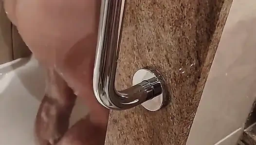 Watch for My Teen Stepsister at the Hotel Room. They Caught Me and Give Me a Handjob in the Shower