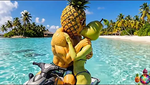 Bölüm 4 - sevimli ananas kızı ve tatlı avokado adam nazik tropikal anları paylaşıyor yapay zeka hentai