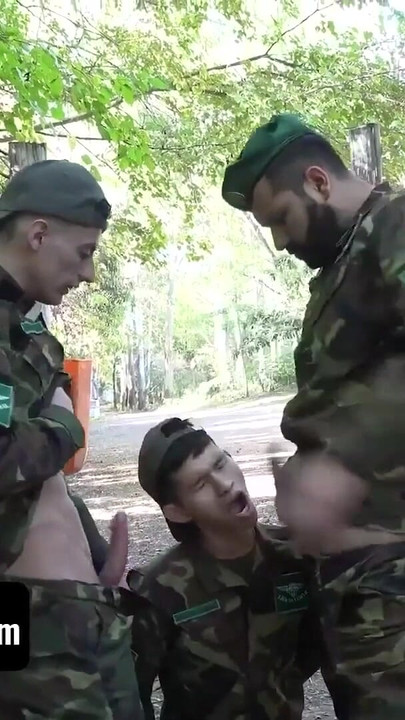 Epic moment from "Military Dick - Cute Latino Soldier Frank Bauer Take Turns Sucking And Riding His Sergeants Cocks"
