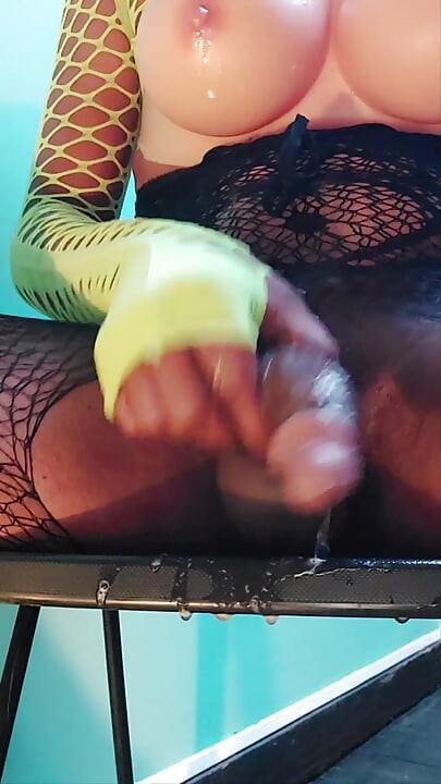 Busty slut spits on herself