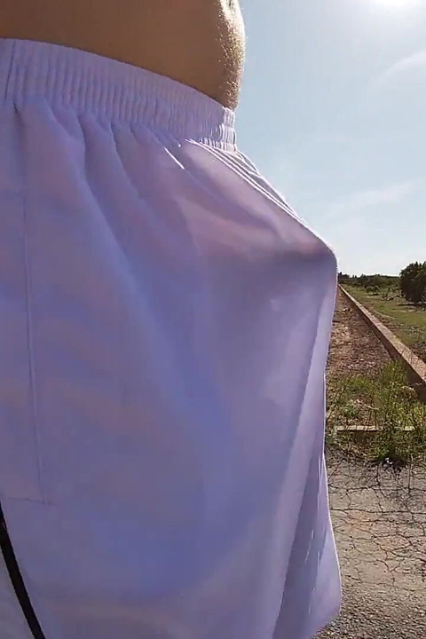 Flashing My Boner in See Thru Basketball Shorts for the Cyclists and Runners