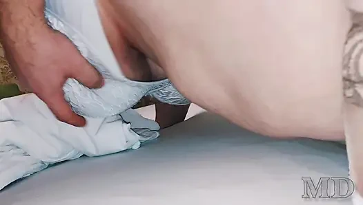 Regular sex with an adult fat aunt with big tits. In stockings, fucked between boobs