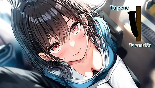 Spanisches Hentai JOI - frech masturbiert sie im japanischen zug.