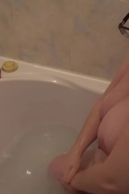 Washing Soapy Breasts in Bath