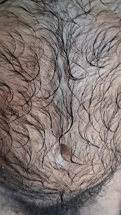 Wet body hair after showering