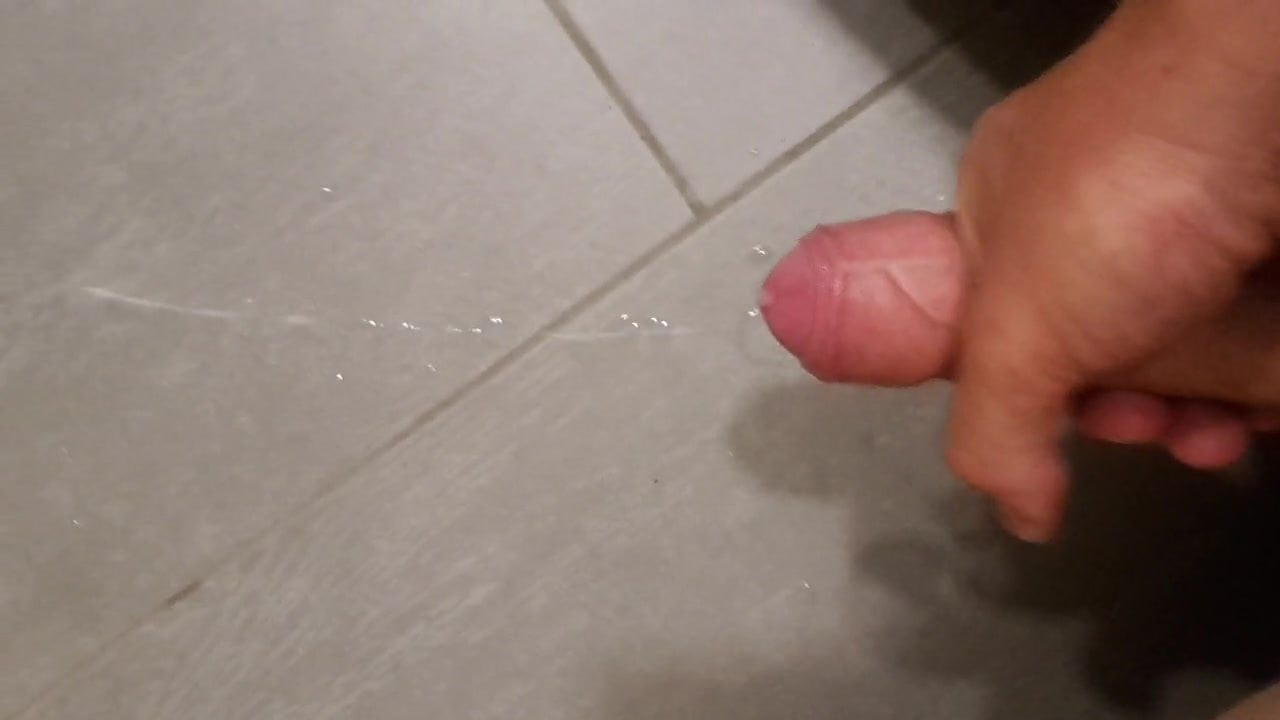 cumshot in bathroom