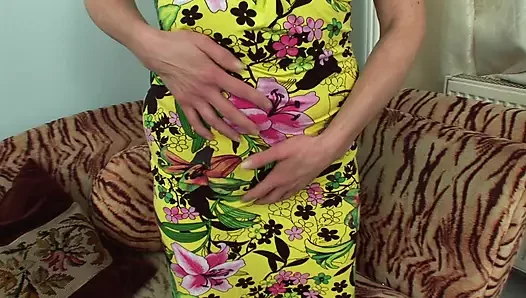 A sexy German MILF sucking and riding a hard cock on the couch