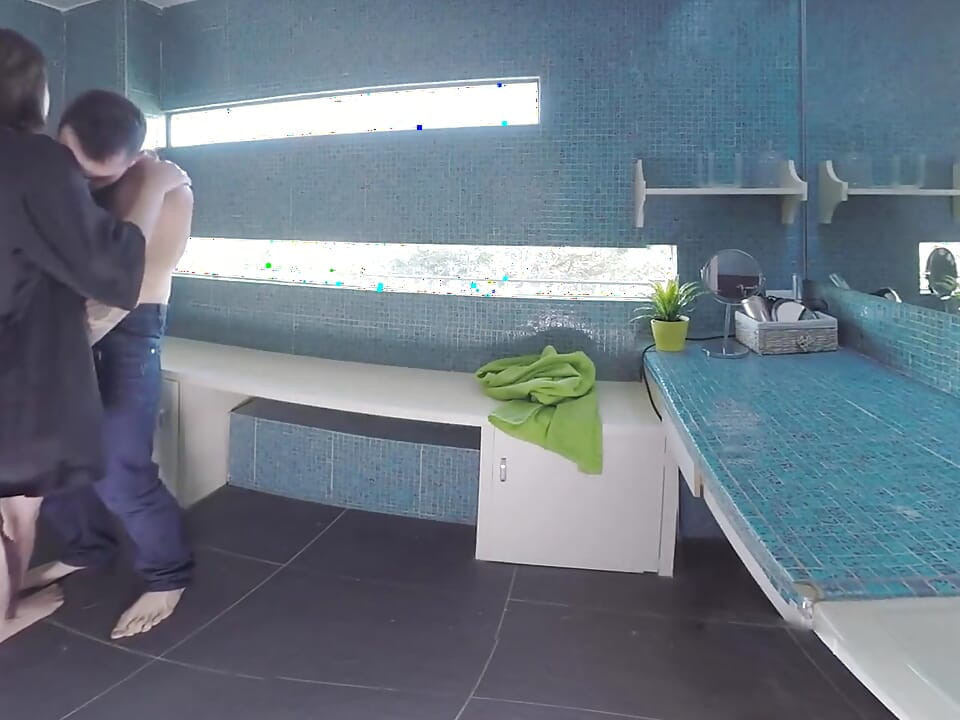 Hot Shower Beautiful Busty Woman in the Shower Masturbates Watching a Couple Fucking