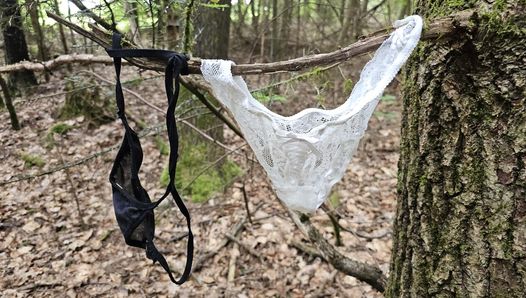 Thong found in the forest and cum covered