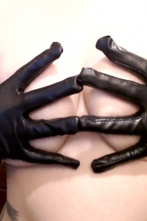 Nipple Squeezing Boob Tease Black Gloves