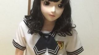 Kigurumi en uniforme escolar masturbándose 3