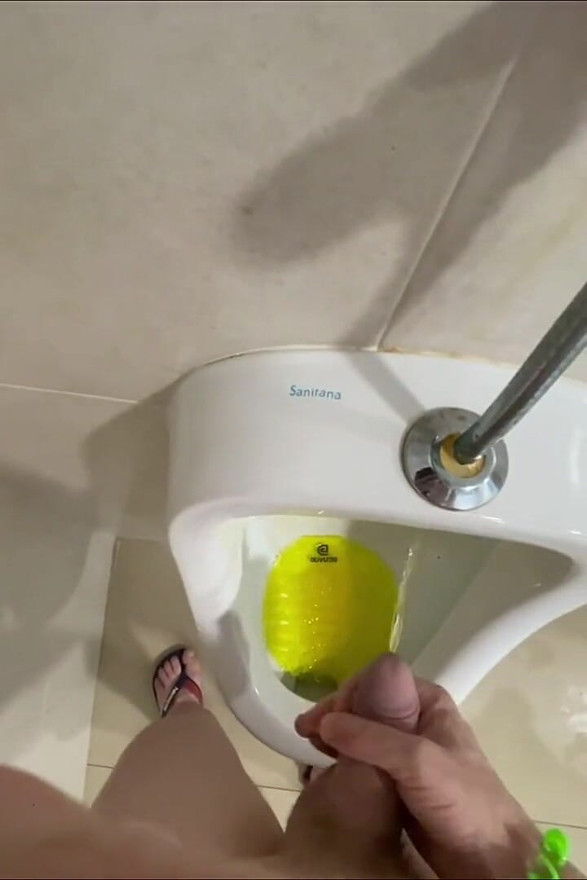 Dared to Piss Fully Naked in Public Toilets Urinal
