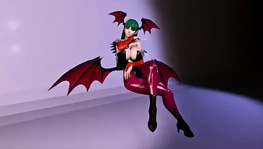 Morrigan Sits Pretty With Her Big Tits Nearly Popping Out of Her Outfit