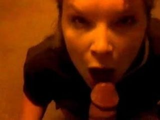 POV Amateur Suckoff with Swallow in the Stairwell