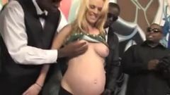 Black gangbang on pregnant white slut