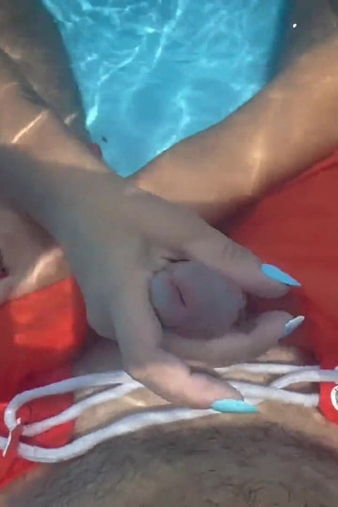 Blowjob, Handjob in Public Pool