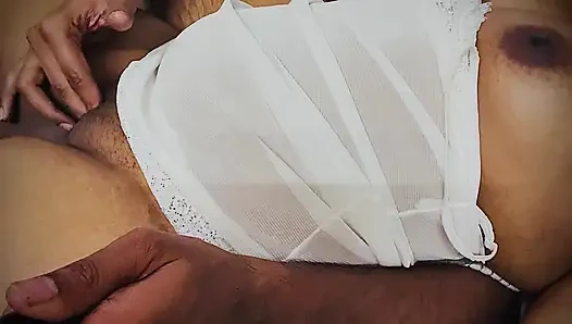 Horny couple role play.Husband fingers wife and the moaning enjoying sounds she makes will make any guy go hard