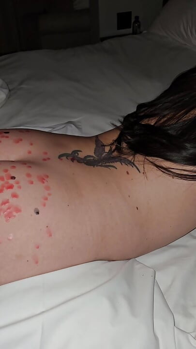 He drips wax on my ass and then cums on my pussy to cool me off!