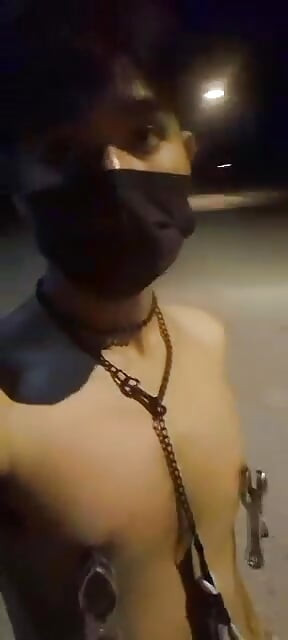 Slut slave masturbates in public Thailand