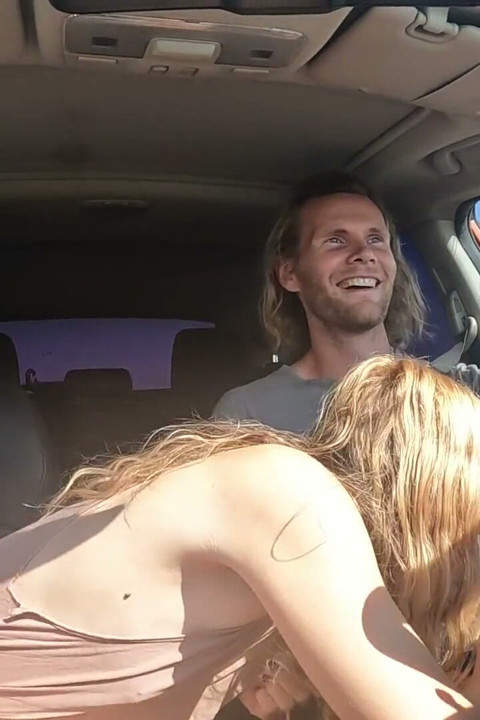 Sexy Blonde Swallows Cum After Road Head