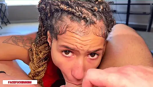 Mixed Race 18 Yr Old Sloppy Deepthroat Blowjob & Cum Facial